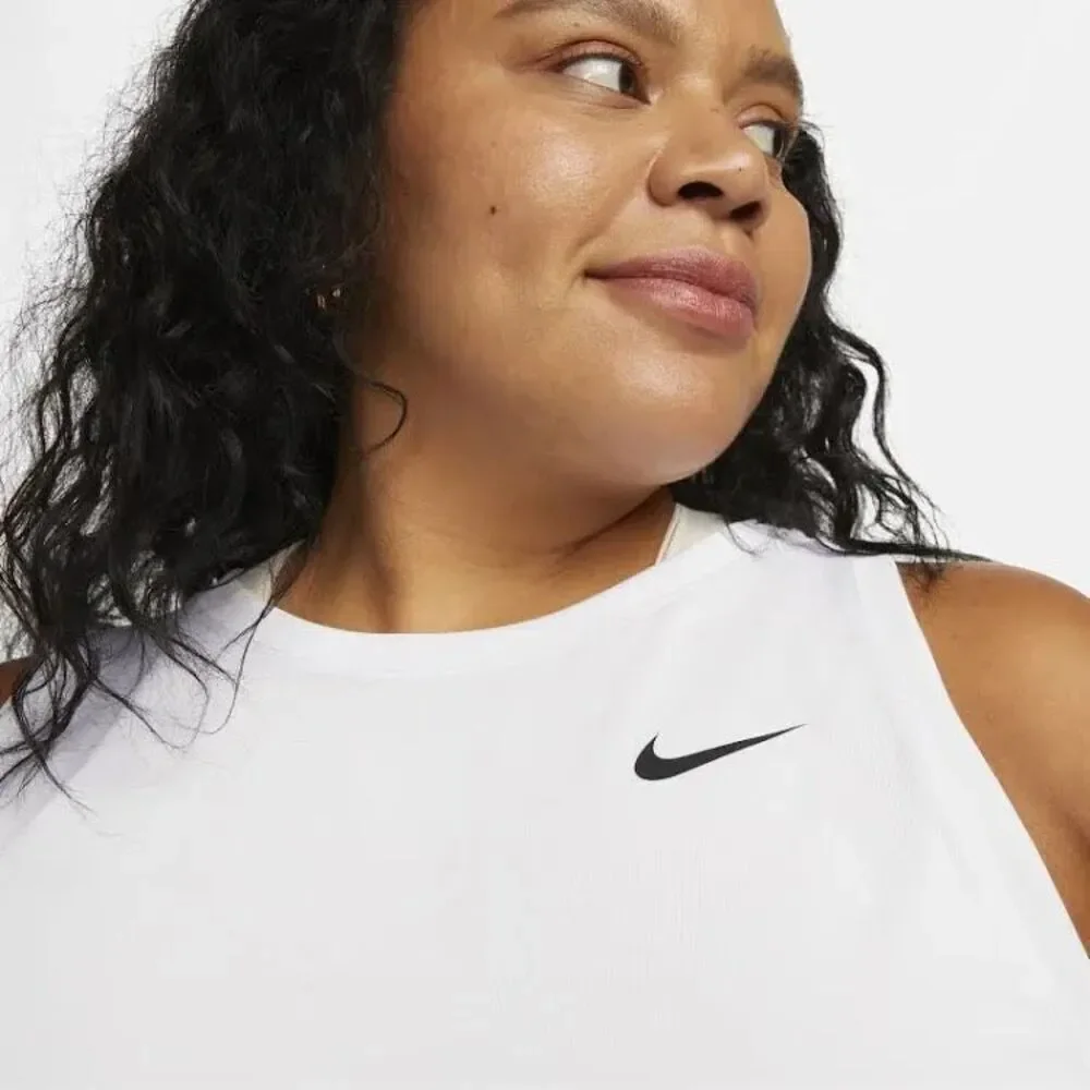 12. Nike NWT Dri-fit Curvy Size Racerback Curved-Hem Tank Top White/Black